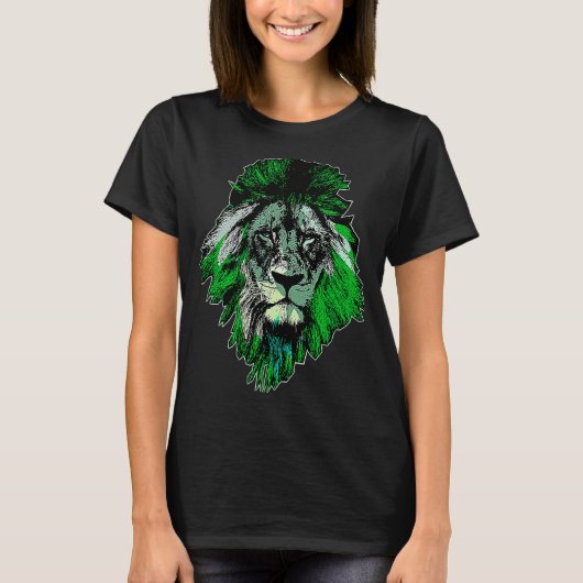 Cool Lion Camouflage Animal Face Big Cat T-Shirt (Vorderseite)