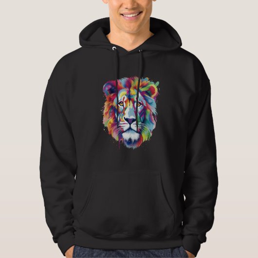 Cool Lion Head with Bright Colorful Hoodie (Vorderseite)