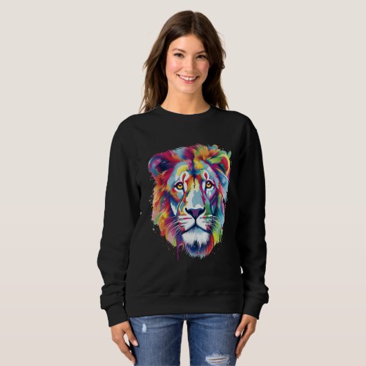 Cool Lion Head with Bright Colorful Sweatshirt (Vorne ganz)