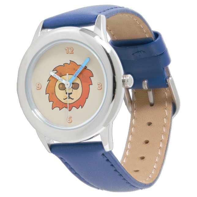 Cool Lion Orange Kids Armbanduhr (Schrägansicht)