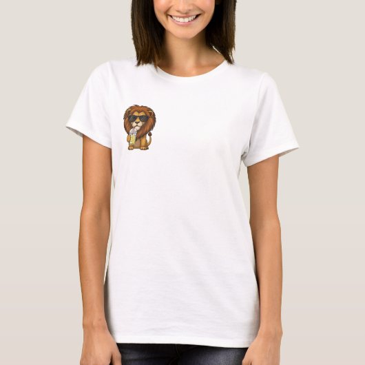 Cool Lion Wearing Sunglasses Drinking Lemonade T-Shirt (Vorderseite)