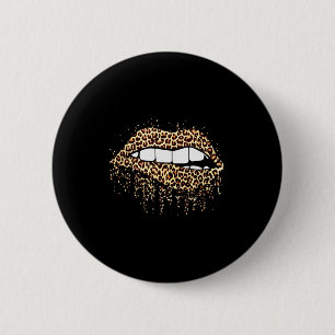 Cool Lips Biss Küss Mich Leopardendruck Gepard- Va Button