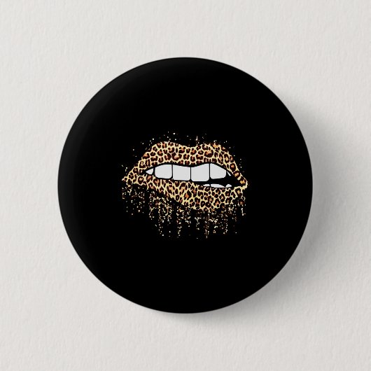 Cool Lips Biss Küss Mich Leopardendruck Gepard- Va Button (Vorderseite)