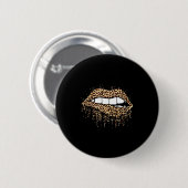 Cool Lips Biss Küss Mich Leopardendruck Gepard- Va Button (Vorne & Hinten)