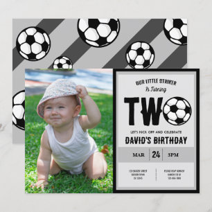 Cool Little Striker Soccer Foto 2. Geburtstag Einladung