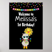 Cool Llama and Smiling Kawaii Sun Birthday Poster (Vorne)