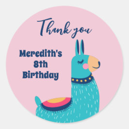 Cool Llama Cartoon Kindergeburtstag Gastgeschenk Runder Aufkleber