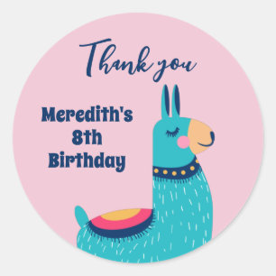 Cool Llama Cartoon Kindergeburtstag Gastgeschenk Runder Aufkleber