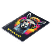 Cool Llama DJ with Headphones Name  Notizblock (Linke Seite)