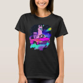 Cool Llama Driving Sports Car In Space Alpaca Lla T-Shirt (Vorderseite)