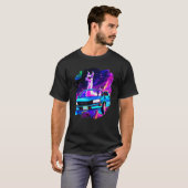Cool Llama Driving Sports Car In Space Alpaca Lla T-Shirt (Vorne ganz)