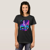 Cool Llama Driving Sports Car In Space Alpaca Lla T-Shirt (Vorne ganz)