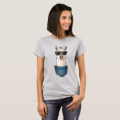 Cool Llama in Pocket – Funny Hipster T-Shirt (Vorne ganz)