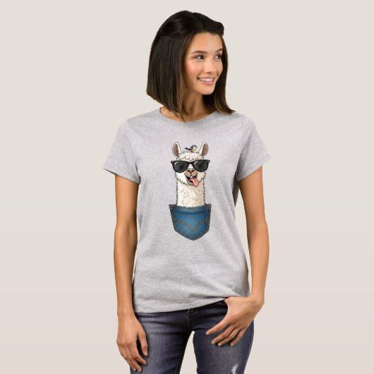 Cool Llama in Pocket – Funny Hipster T-Shirt (Vorne ganz)