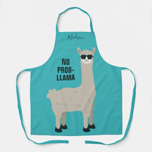 Cool Llama individuelle Name & Farb-Schürze Schürze (Vorderseite)