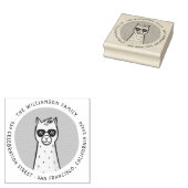 Cool Llama | Runde Familienname Rücksendeadresse Gummistempel (Stempel)
