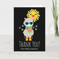 Cool Llama und lächelnd Kawaii Sun Vielen Dank