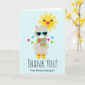 Cool Llama und lächelnd Kawaii Sun Vielen Dank Karte (Gelbe Blume)