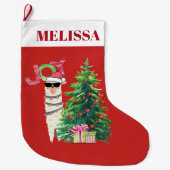 Cool Llama | Weihnachtsbaum mit Geschenken Großer Weihnachtsstrumpf (Vorderseite)