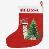 Cool Llama | Weihnachtsbaum mit Geschenken Großer Weihnachtsstrumpf (Rückseite)