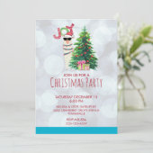 Cool Llama | Weihnachtsbaum mit Presents-Party Einladung (Stehend Vorderseite)