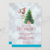 Cool Llama | Weihnachtsbaum mit Presents-Party Einladung (Vorne/Hinten)
