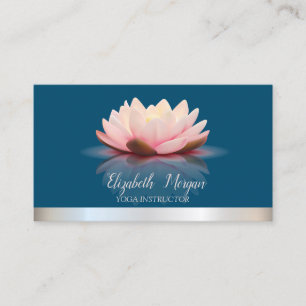 Cool Lotus Silver Stripe Yoga Instructor Visitenkarte
