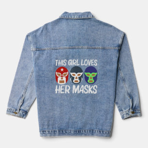 Cool Lucha Libre for Girls Women Luchador Mexican Jeansjacke
