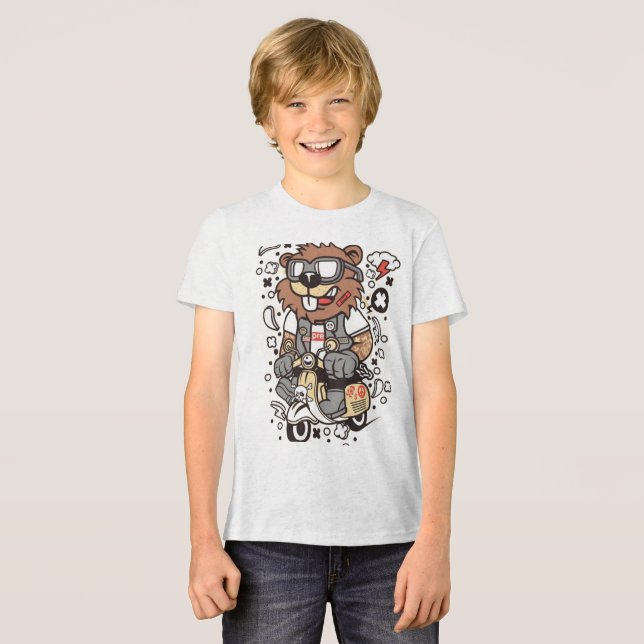 Cool Lumberjack Bear Kids T-Shirt - Artistic  Tri-Blend Shirt (Vorderseite voll)