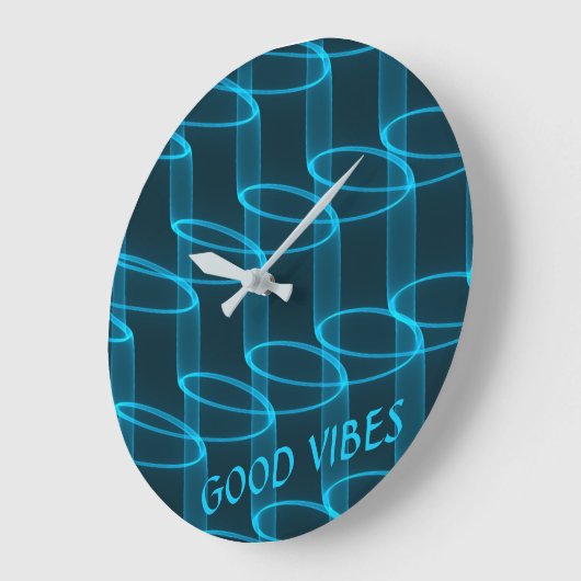 Cool Luminous Blue Wave Pattern Custom Text Große Wanduhr (Winkel)