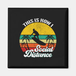 Cool Lustig Retro Sonnenuntergang Vintage Surfen S Magnet