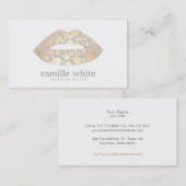 Cool Makeup Artist Gold Lips Logo Schönheitssalon Visitenkarte (Vorne/Hinten)