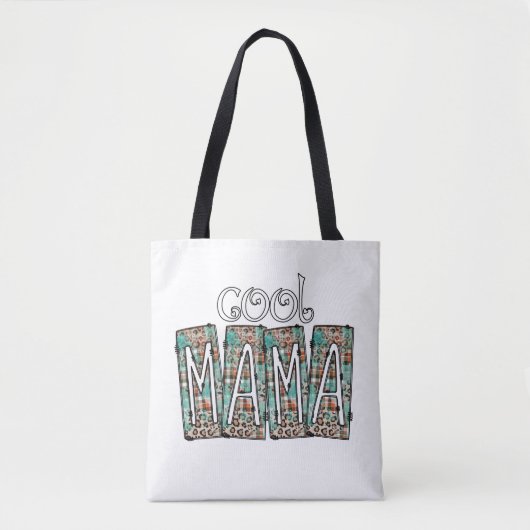 Cool Mama Kariert Turquoise Leopard Box Doodle Mom Tasche (Vorderseite)