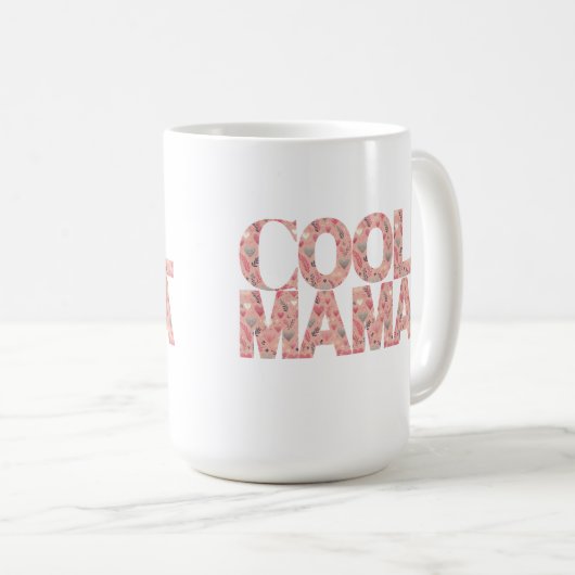 Cool Mama Typografy Hearts Kaffeetasse (VorderseiteRechts)