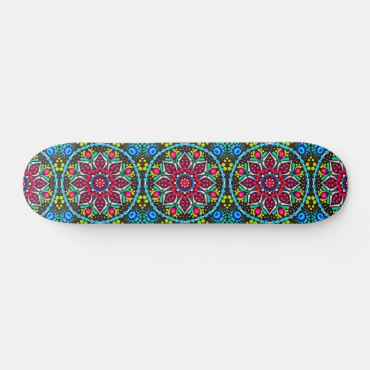 Cool Mandala Dot Art Pattern Deck Skateboard (Horizontal)