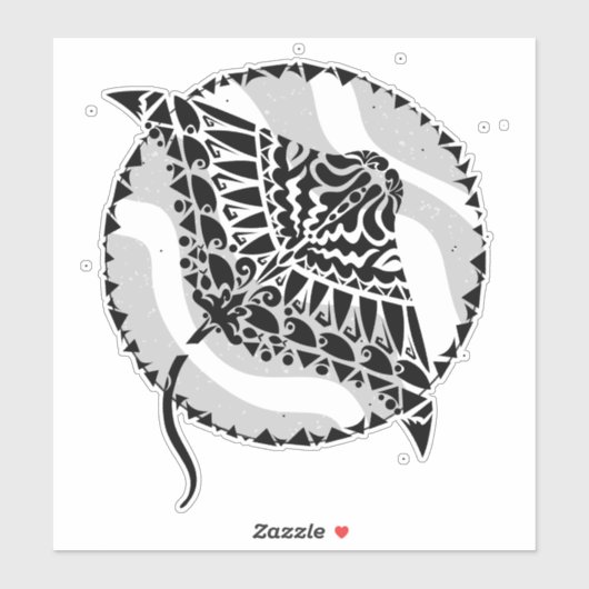 Cool Manta Ray Tribal Tattoo Aufkleber (Blatt)