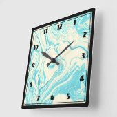 Cool Marble Design in Turquoise and Cream Quadratische Wanduhr (Winkel)