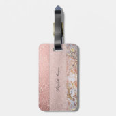 Cool Marble Ombre Glitzer Monogram Personalisiert Gepäckanhänger (Rückseite vertikal)