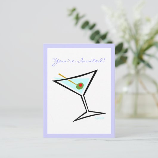 Cool Martini Glass Cocktail Party Einladung (Stehend Vorderseite)