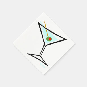 Cool Martini Olivenöl Cartoon Moderner Cocktail P Serviette