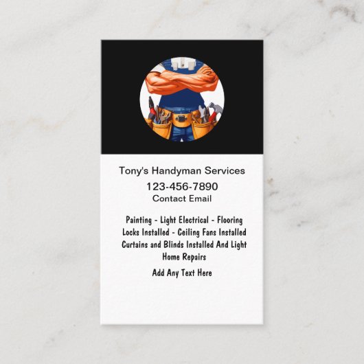 Cool Masculine Handyman Services Visitenkarte (Vorderseite)