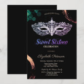 Cool Masquerade Sweet 16 Einladung (Vorne/Hinten)