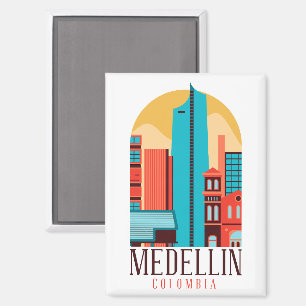 Cool Medellin Kolumbien Vintage-Stadtansicht Magnet