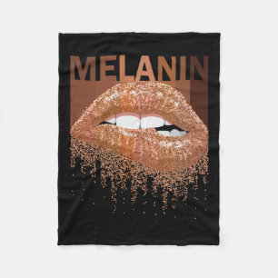Cool Melanin Queen Lips Women Black Queen African Fleecedecke