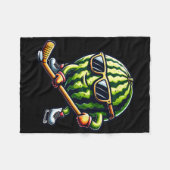 Cool Melon Ice Hockey Fun  Fleecedecke (Vorderseite (Horizontal))
