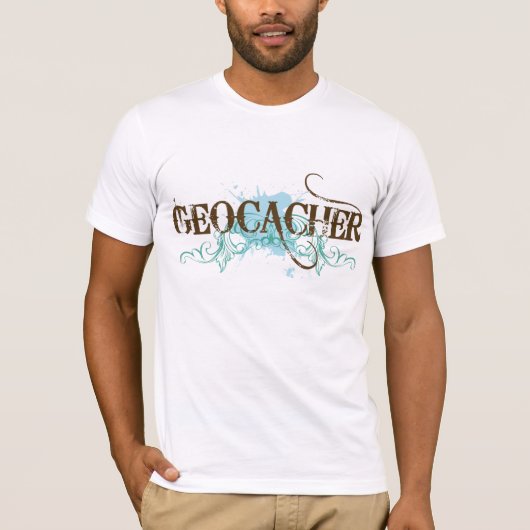 Cool Mens Geocacher Grunge T-Shirt Geschenk (Vorderseite)