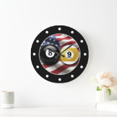 Cool Men's Man Cave Pool Room Wall Clocks Große Wanduhr (Zuhause)