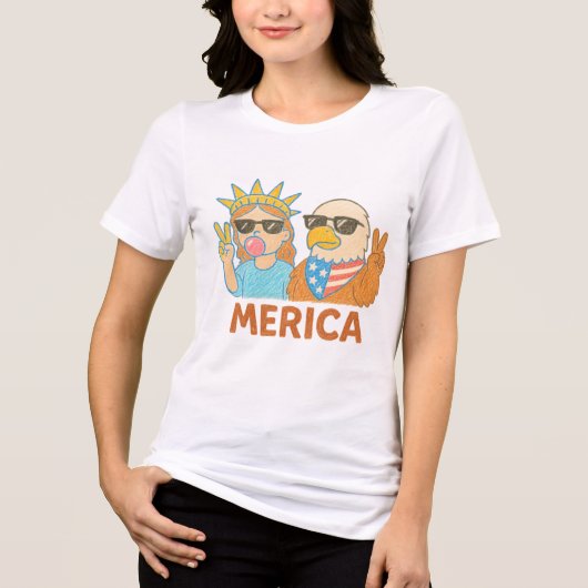 Cool "Merica Vibes - Statue & Eagle Peace Squad T- Tri-Blend Shirt (Vorderseite)