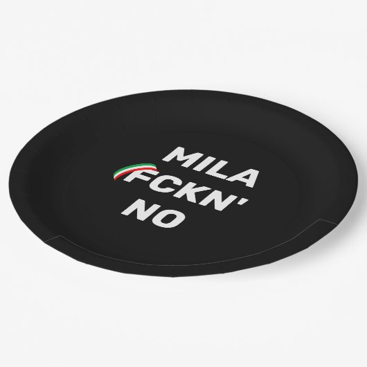 Cool MILANO - Mila Fckn Nr. mit Flagge Pappteller (Schrägansicht)