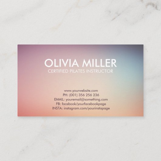Cool Minimal Pilates Instructor Visitenkarte (Rückseite)